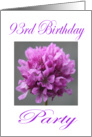 Happy 93rd Birthday Party Invitation Purple Flower card