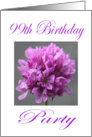 Happy 99th Birthday Party Invitation Purple Flower card