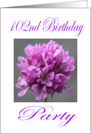 Happy 102 nd Birthday Party Invitation Purple Flower card