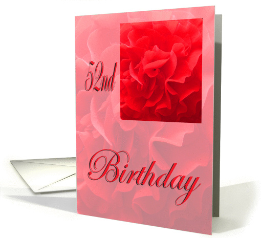 Happy 52nd Birthday Dianthus Red Flower card (861508)