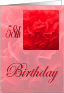Happy 58th Birthday Dianthus Red Flower card