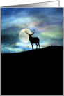 Beautiful Elk and Moon Nature Christmas Silent Night card