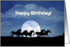 Horses and Full Moon Custom Happy Birthday card