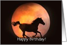 Horse Happy Birthday with Full Moon Galloping Customizable Cover card