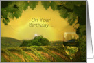 Cheers Wine Happy Birthday Custom Cover With White Wine Vineyard card