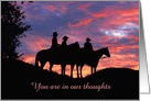 Country Western Cowboy You Are In our Thoughts Synmpathy Customizable card