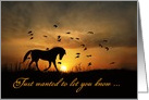 Thinking of you horse in the sunset Customizable card