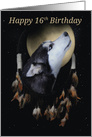 16th Birthday Dream-catcher and full moon with Siberian Husky card