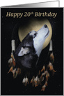 20th Birthday Dream-catcher and full moon with Siberian Husky card