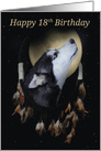 18th Birthday Dream-catcher and full moon with Siberian Husky card