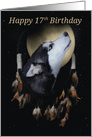 17th Birthday Dream-catcher and full moon with Siberian Husky card