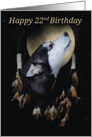 22nd Birthday Dream-catcher and full moon with Siberian Husky card