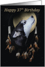 37th Birthday Dream-Catcher and Full Moon with Siberian Husky card
