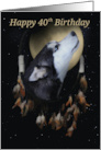 40th Birthday Dream-catcher and full moon with Siberian Husky card