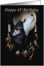 41st Birthday Dream-catcher and full moon with Siberian Husky card