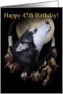 47th Birthday Dream-catcher and full moon with Siberian Husky card