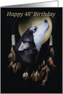48th Birthday Dream-catcher and full moon with Siberian Husky card