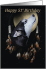 51st Birthday Dream-catcher and full moon with Siberian Husky card