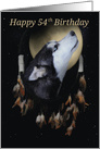 54th Birthday Dream-catcher and full moon with Siberian Husky card