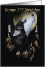 57th Birthday Dream-catcher and full moon with Siberian Husky card