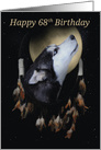 68th Birthday Dream-catcher and full moon with Siberian Husky card