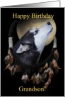 Siberian Husky Dream-catcher Happy Birthday Grandson card