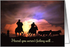 Country Western Cowboys in Southwestern Sunset Roping Cattle Get Well card