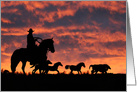 Cowboy and Sunset, Across the Miles, Country Western Happy Birthday card