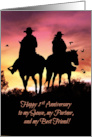 1st Anniversary Cute Rustic Country Western to Spouse and Partner card