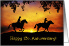 Cowboy and Cowgirl 13th Anniversary, Country Western 13th Anniversary! card