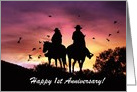 Cowboy and Cowgirl 1st Anniversary card