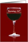 Red Wine 24th Happy Birthday Humor card