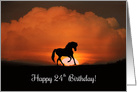 Happy 24th Birthday Horse in Sunset card