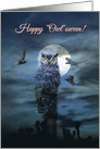 Owl and Moon Halloween Greetings card