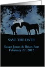 Two Horses in Moonlight Save the Date Customizable card