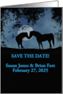 Two Horses in Moonlight Save the Date Customizable card