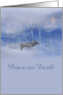 Peace on Earth Elk and Moon In Snow Xmas Holiday Card Customize card