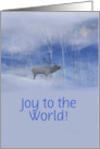 Joy to the World Elk and Moon In Snow Xmas Holiday Card Customize card