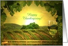 White Wine in Vineyard Happy Thanksgiving Customize card