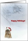 Chipmunk in the snow Santa Hat Happy Holidays Customize card