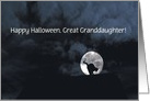 Happy Halloween Black Cat and Full Moon great granddaughter Customize card