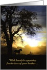 Loss of brother Horse and Oak Tree in the Sunset Sympathy Card