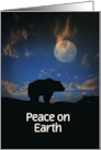 Peace on Earth Bear and Moon Xmas Customize Card