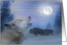 Spirit of Peace Wolf and Buffalo Christmas Holiday card