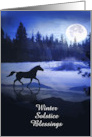 Winter Solstice Snow and Troting Horse Customizable card