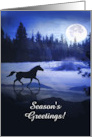 Horse running in the snow with Moon Season’s Greetings Customize card