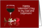Red Wine & Rose Customizable Valentine’s Day Card for Dad & Step Mom card