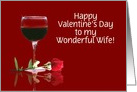 Red Wine & Rose Customizable Valentine’s Day for Wife card