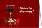 Red Wine & Rose Customizable Happy 8th Anniversary card