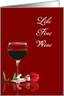 Red Wine and Rose Customizable Birthday card